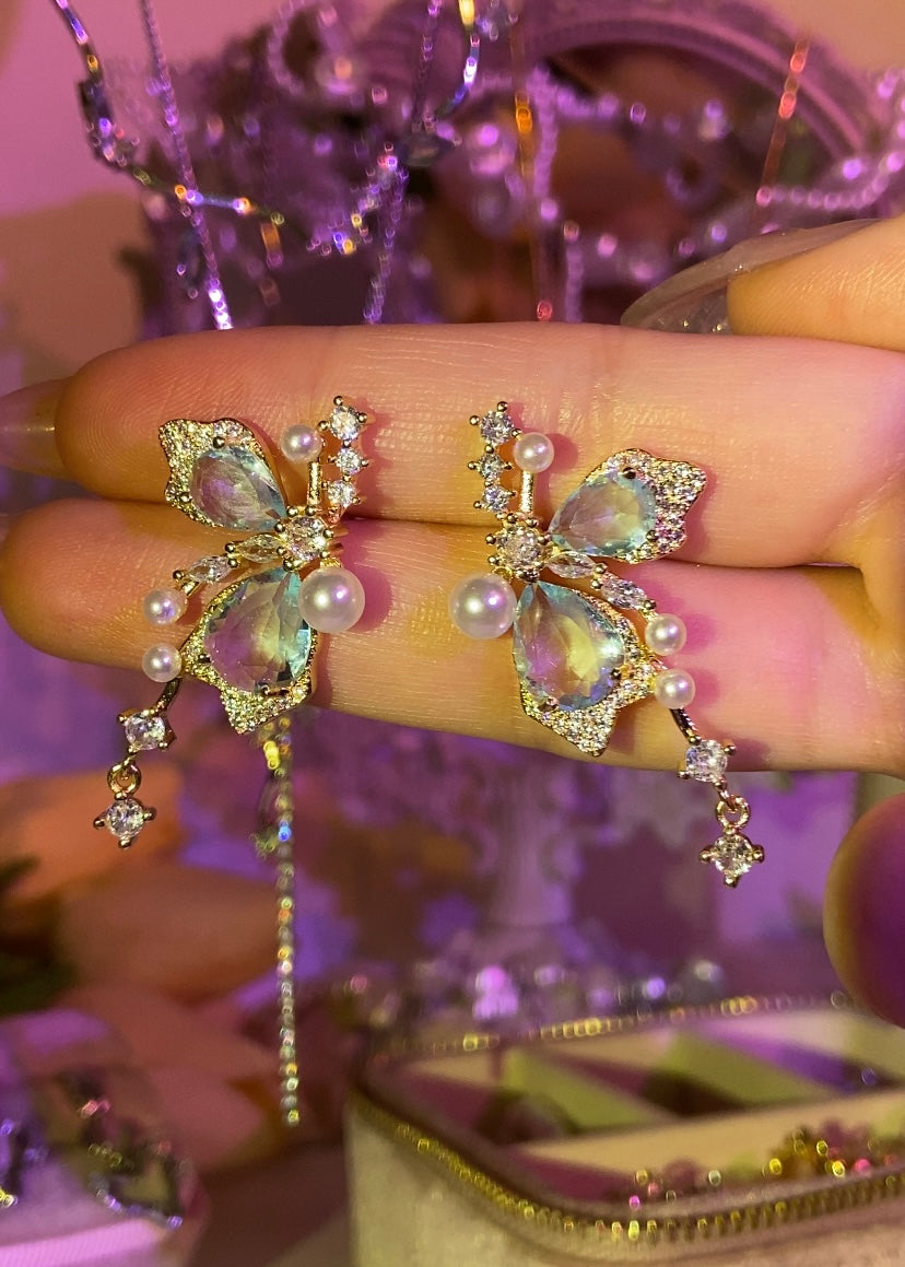 Butterfly Gemstone Stud Earrings | ☾256