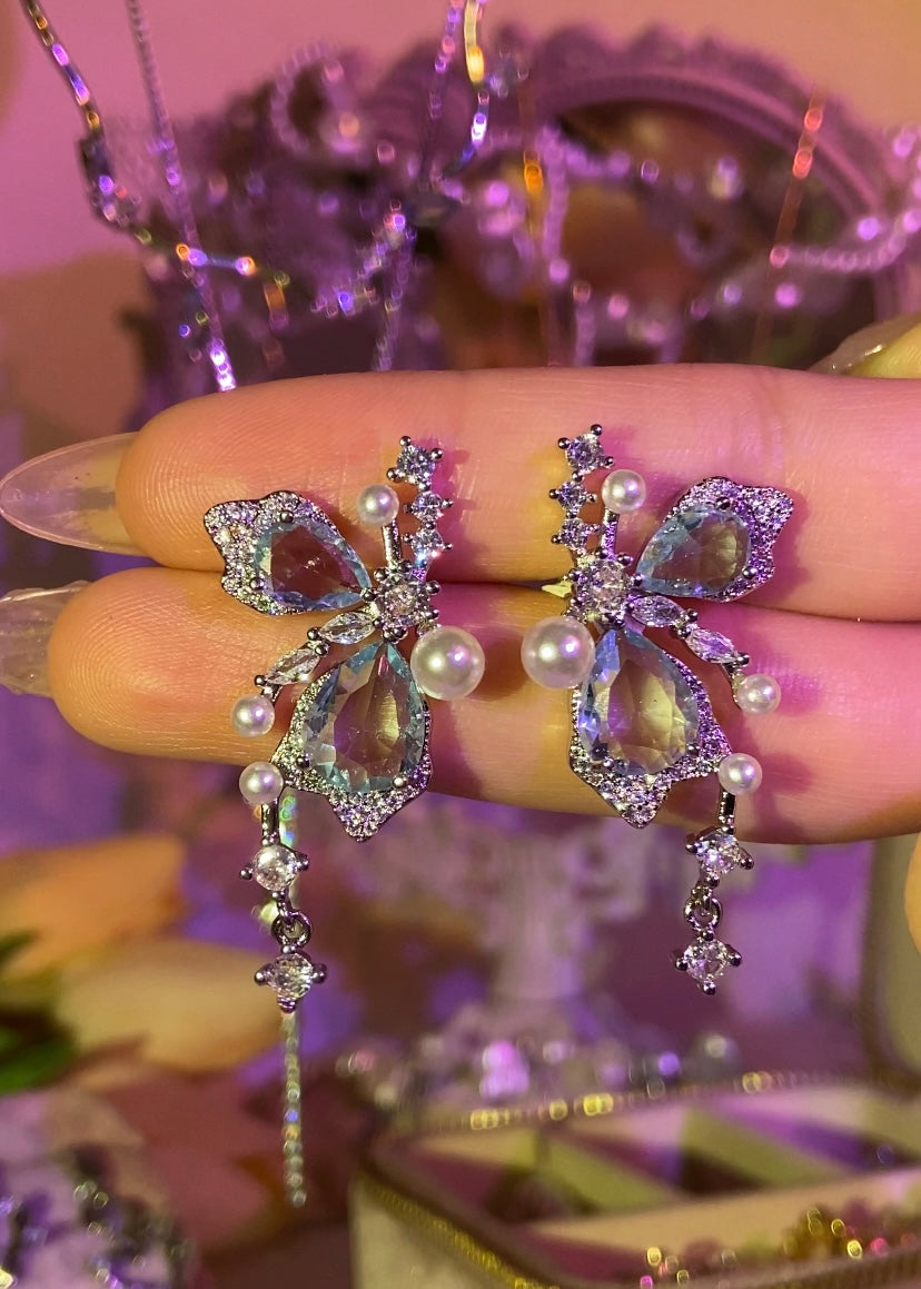 Butterfly Gemstone Stud Earrings | ☾256