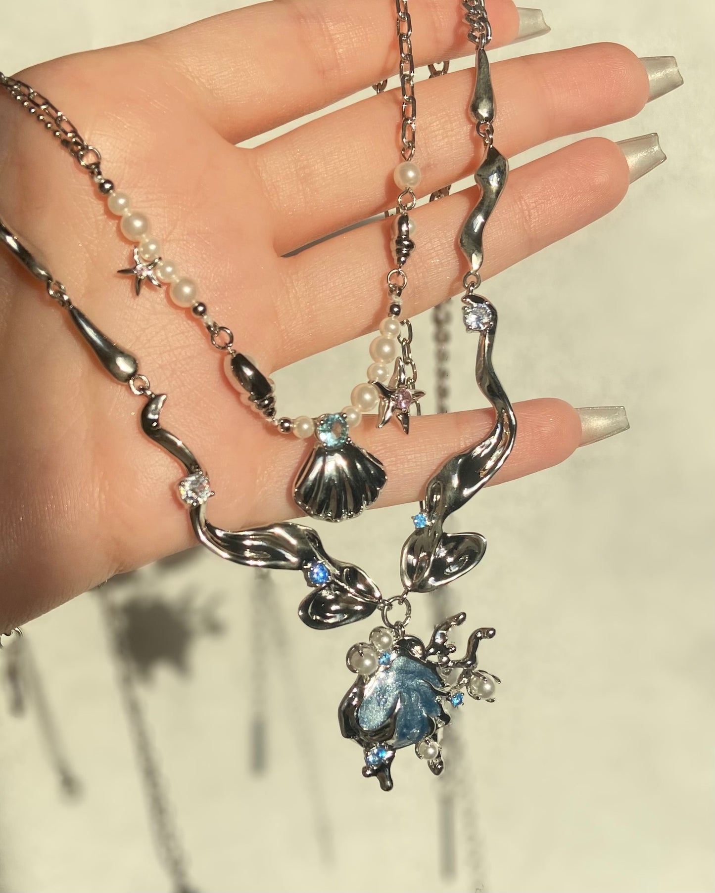 Seashell Starfish & Pearls Necklace | ☾151