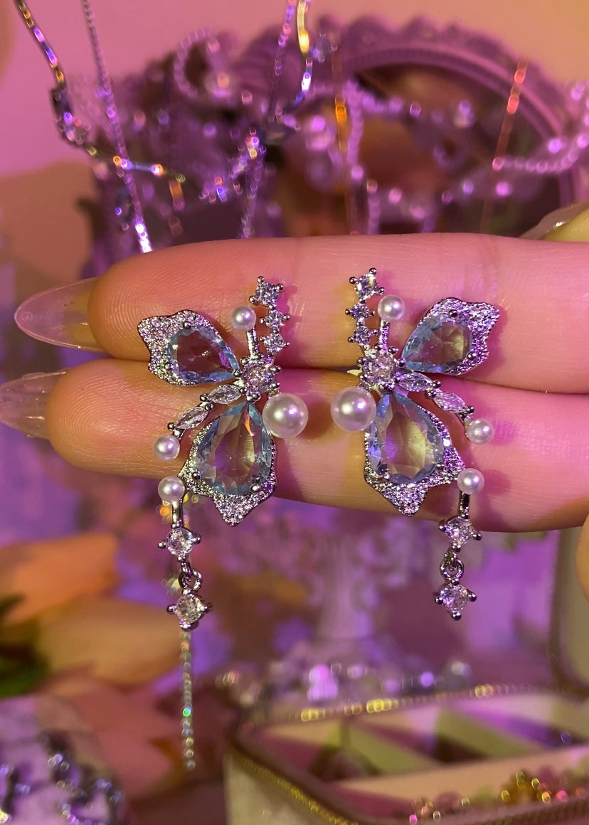 Butterfly Gemstone Stud Earrings | ☾256