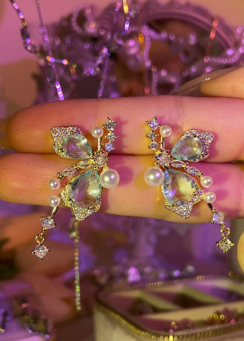 Butterfly Gemstone Stud Earrings | ☾256