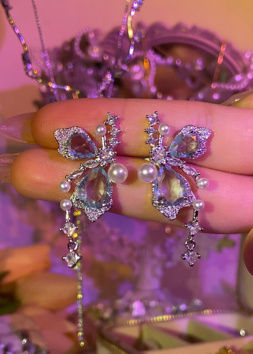 Butterfly Gemstone Stud Earrings | ☾256