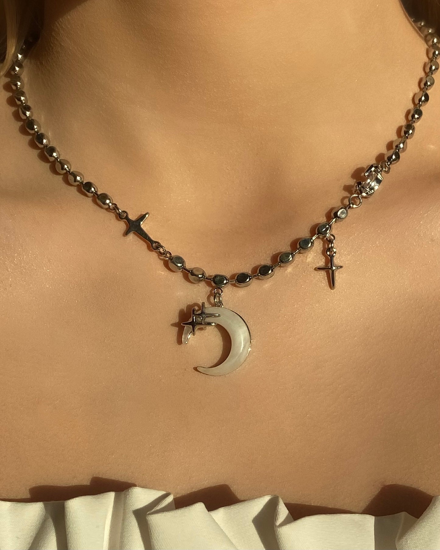 Beaded Moon Necklace | ☾025