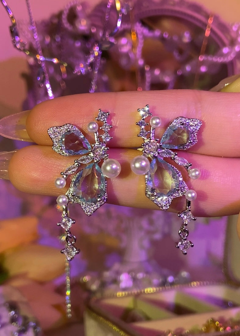 Butterfly Gemstone Stud Earrings | ☾256