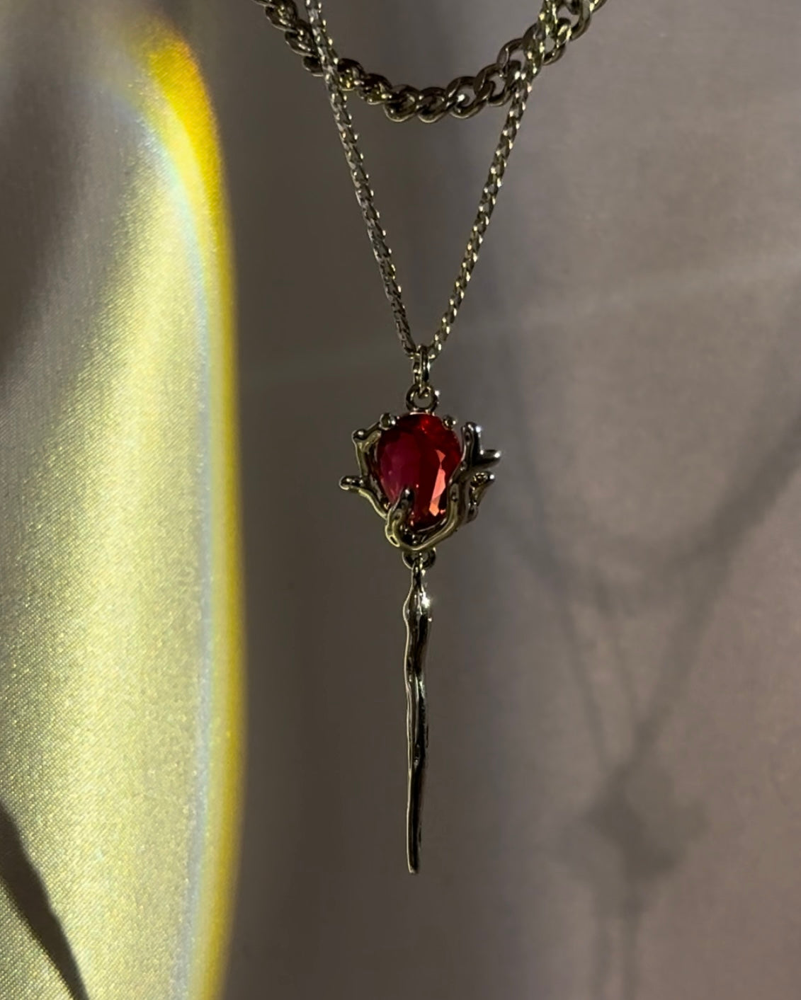 Red Rose Layered Necklace | ☾090