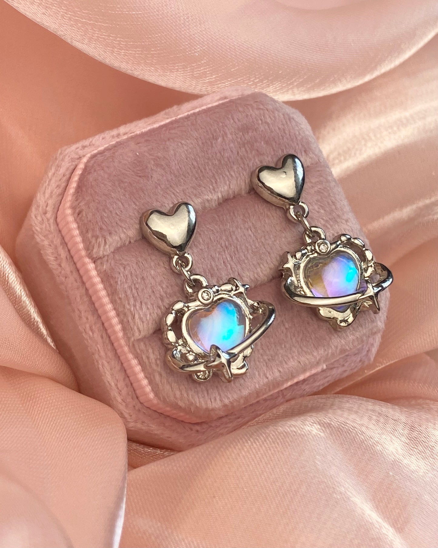 Moonstone Heart Drop Earrings | ☾039