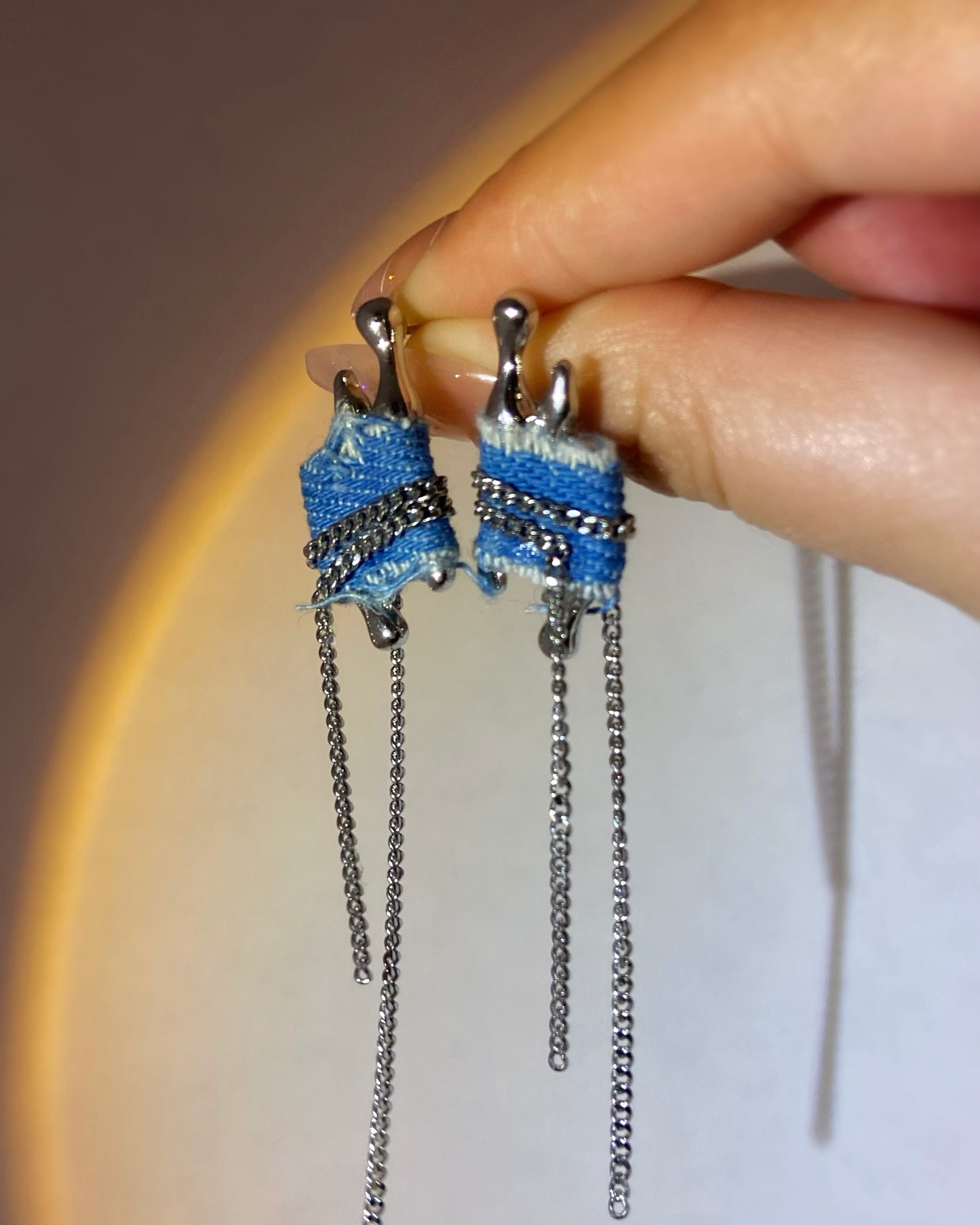 Denim Tassel Earrings | ☾178