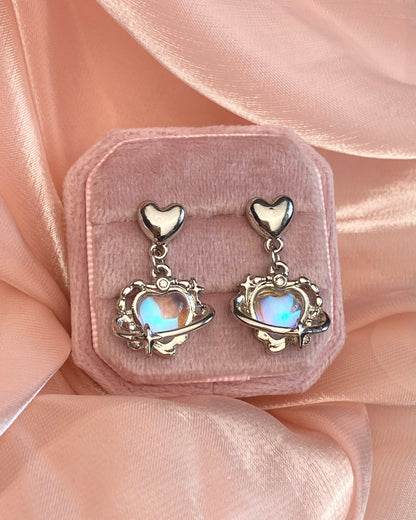 Moonstone Heart Drop Earrings | ☾039