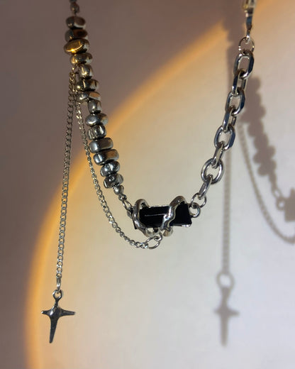 Black Gem Beaded Necklace | ☾073