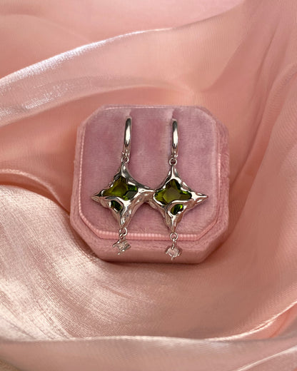 Green Star Drop Earrings | ☾193