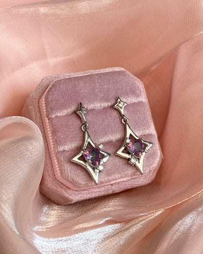 Purple Heart Star Drop Earrings | ☾186