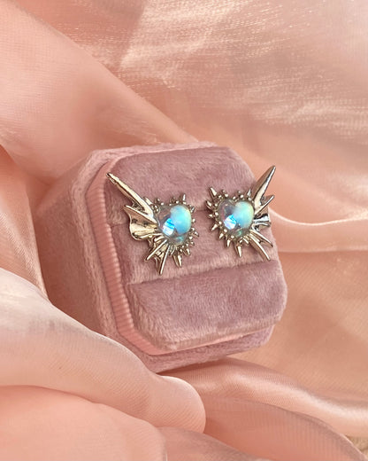 Moonstone Spiky Heart Earrings | ☾208