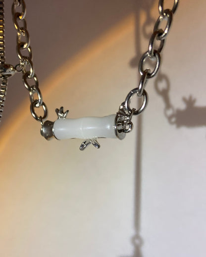 White Jade Bamboo Necklace | ☾235