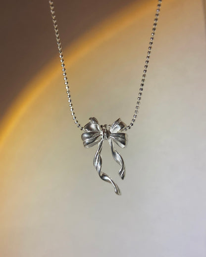 Ribbon Bow Pendant Necklace | ☾217