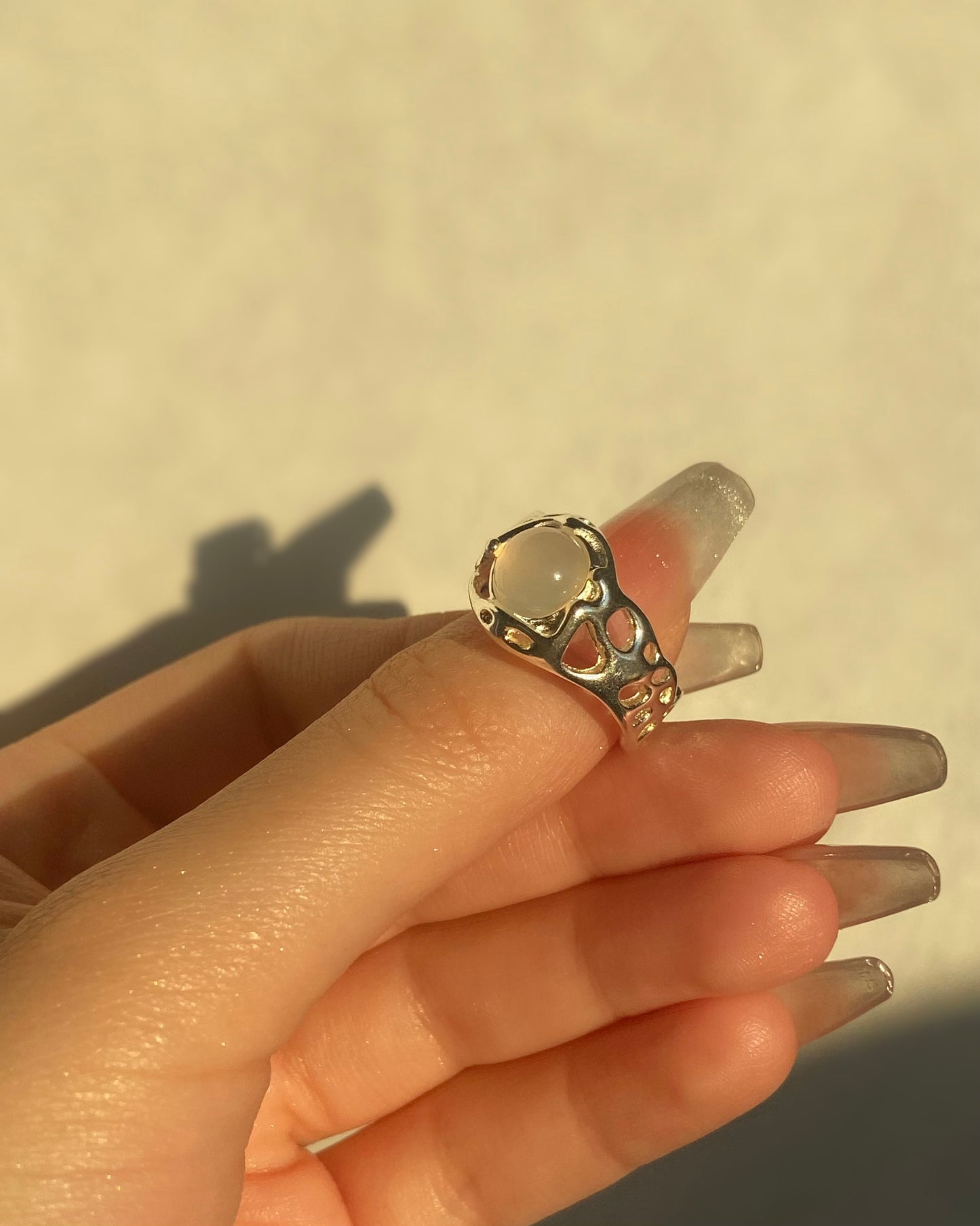 Chunky White Moonstone Ring | ☾032