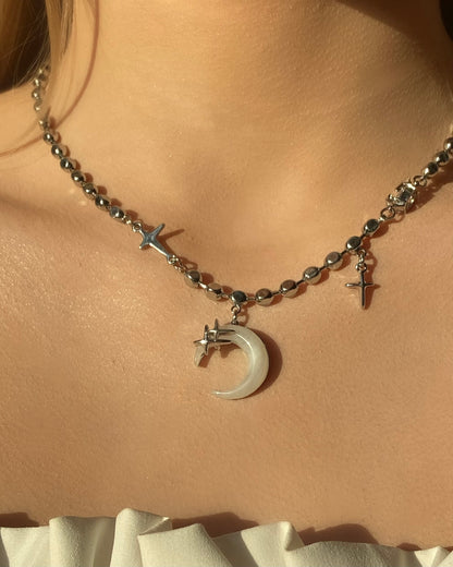 Beaded Moon Necklace | ☾025