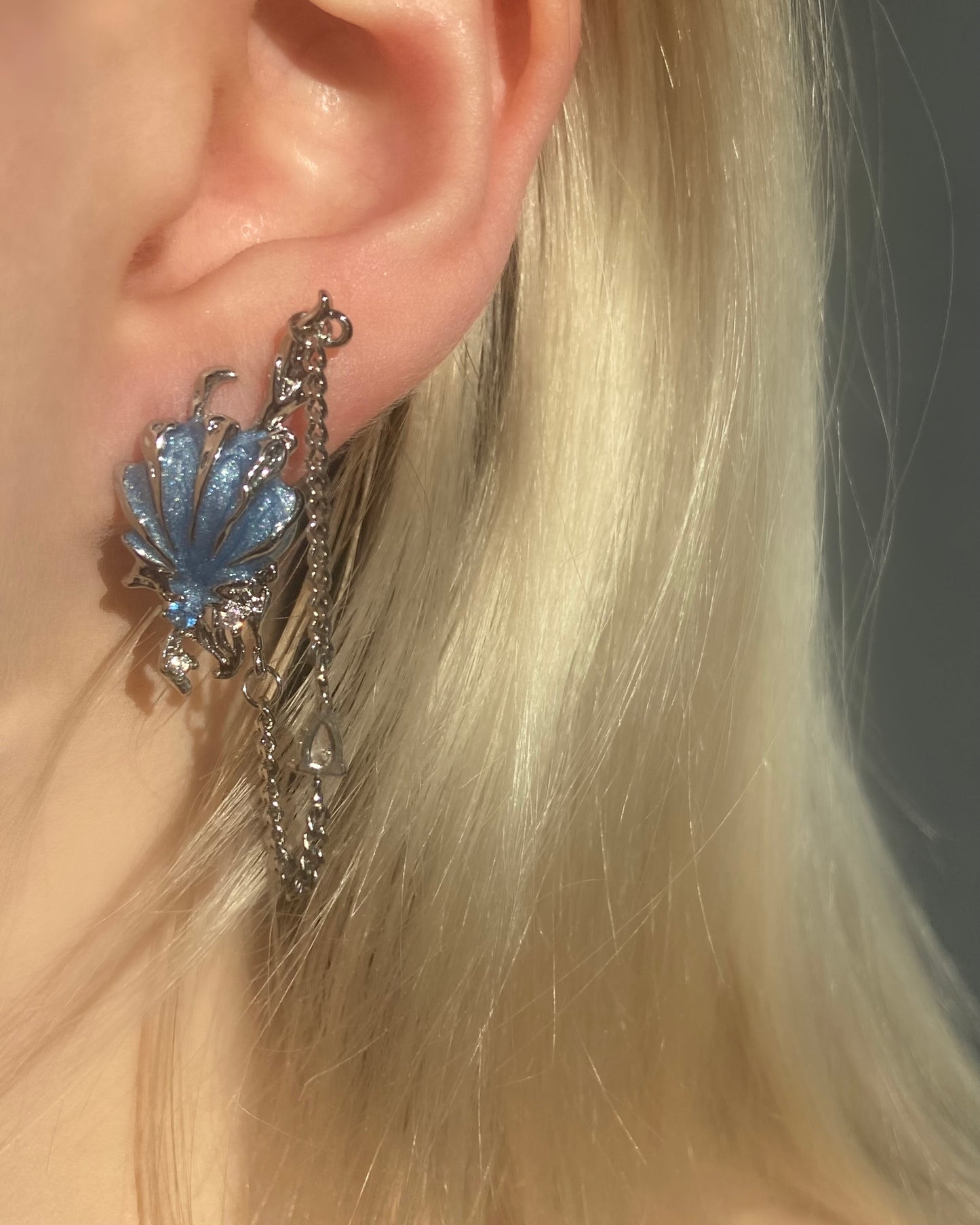 Blue Seashell Tassel Earrings | ☾110