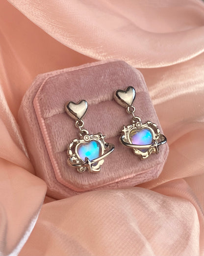 Moonstone Heart Drop Earrings | ☾039