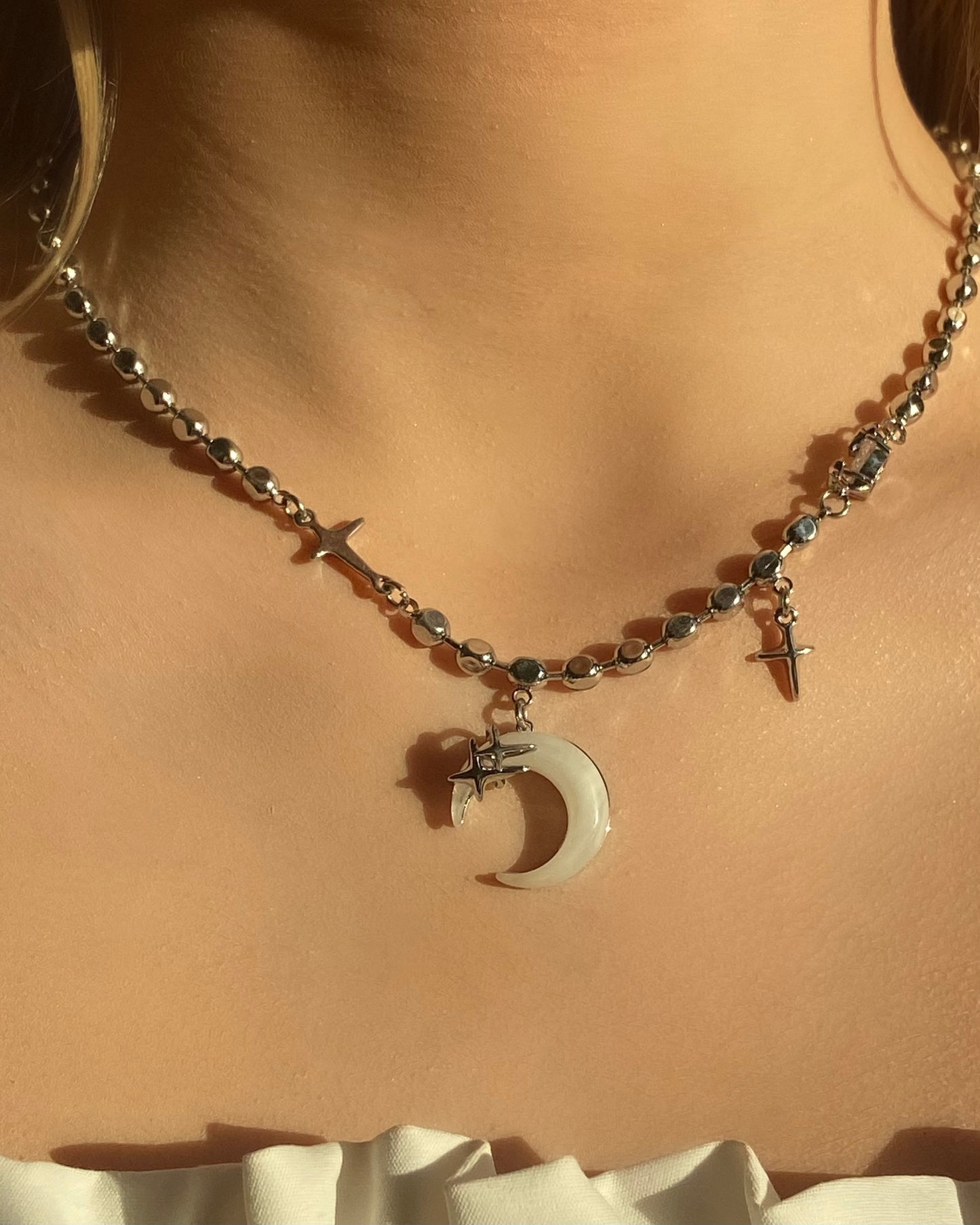 Beaded Moon Necklace | ☾025