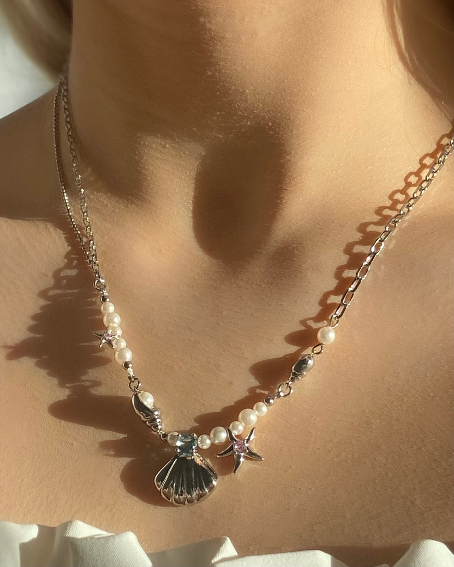 Seashell Starfish & Pearls Necklace | ☾151