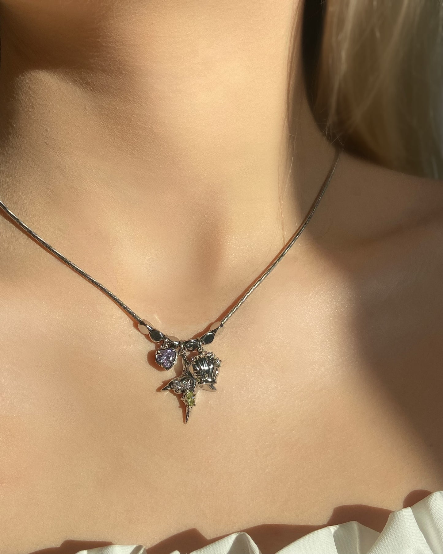 Starfish & Seashell Pendant Necklace | ☾158