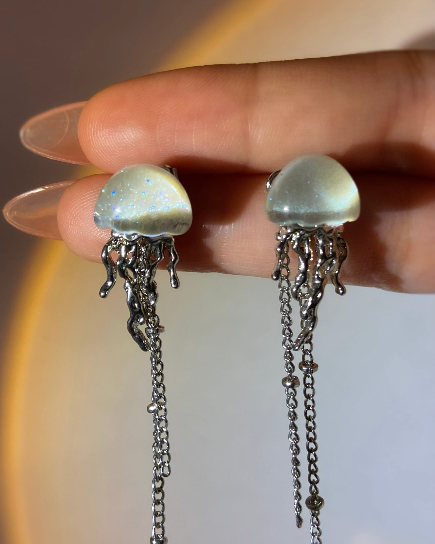 Glittery Jellyfish Tassel Earrings | ☾083