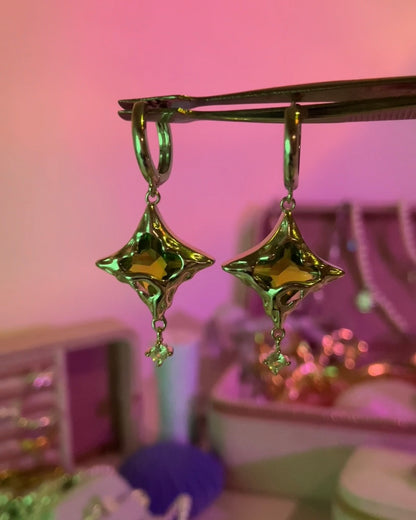 Green Star Drop Earrings | ☾193