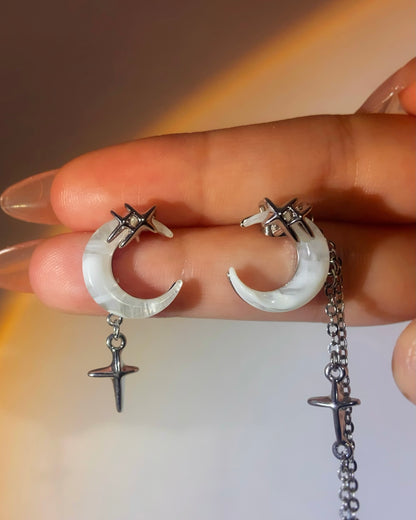 Asymmetrical Moon Earrings | ☾018