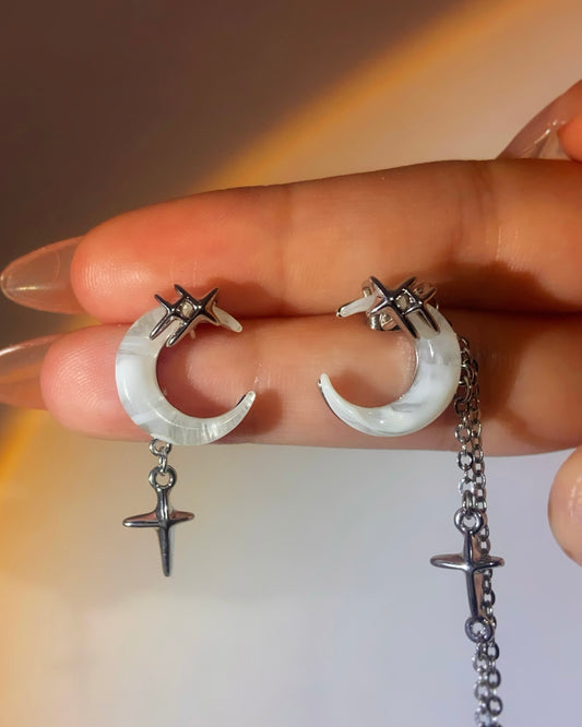 Asymmetrical Moon Earrings | ☾018