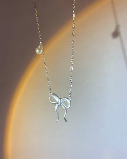 Coquette Silver Ribbon Necklace | ☾140