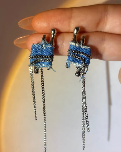 Denim Tassel Earrings | ☾178