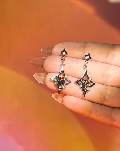 Rainbow Heart Star Drop Earrings | ☾185