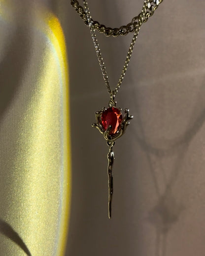 Red Rose Layered Necklace | ☾090