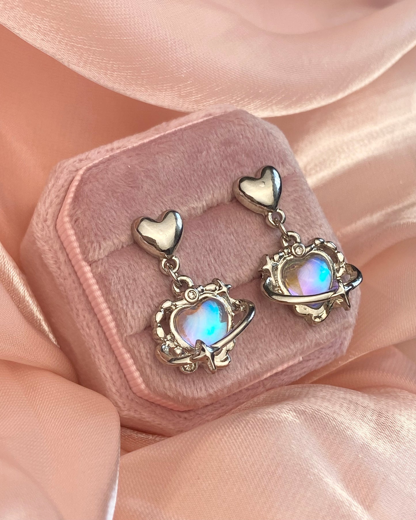 Moonstone Heart Drop Earrings | ☾039