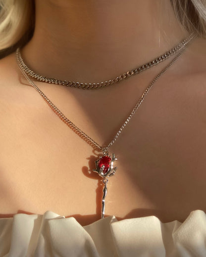 Red Rose Layered Necklace | ☾090