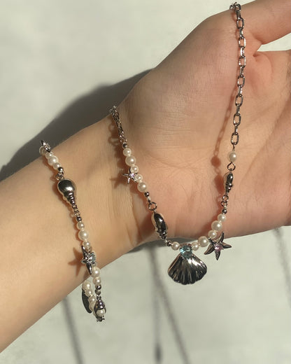 Seashell Starfish & Pearls Bracelet | ☾154