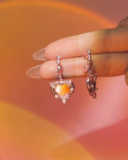 Pink Heart Mirror Earrings | ☾187