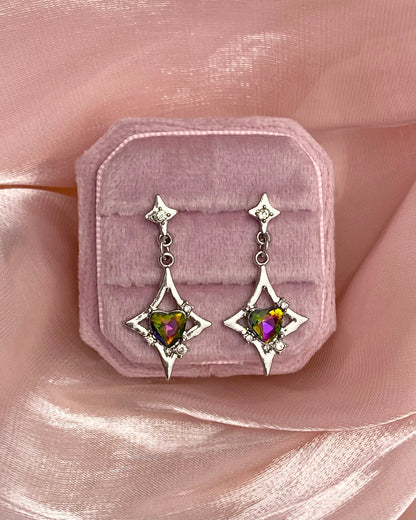 Rainbow Heart Star Drop Earrings | ☾185