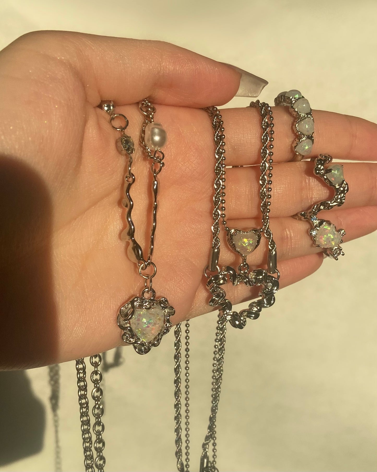 Twisted Heart Opal Layered Necklace | ☾016