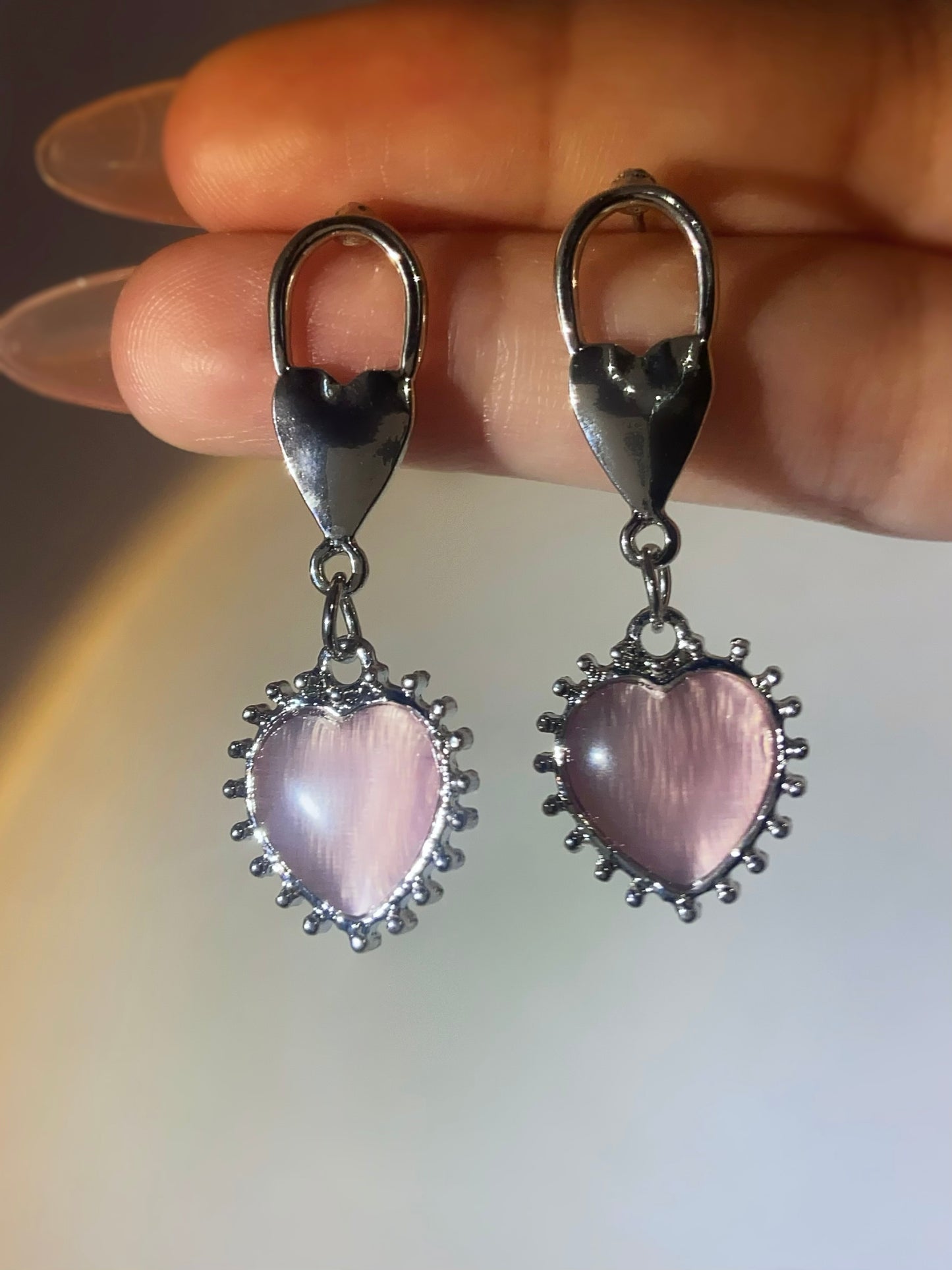 Pink Spiky Heart Earrings | ☾098