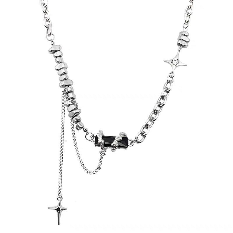 Black Gem Beaded Necklace | ☾073