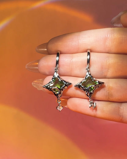 Green Star Drop Earrings | ☾193