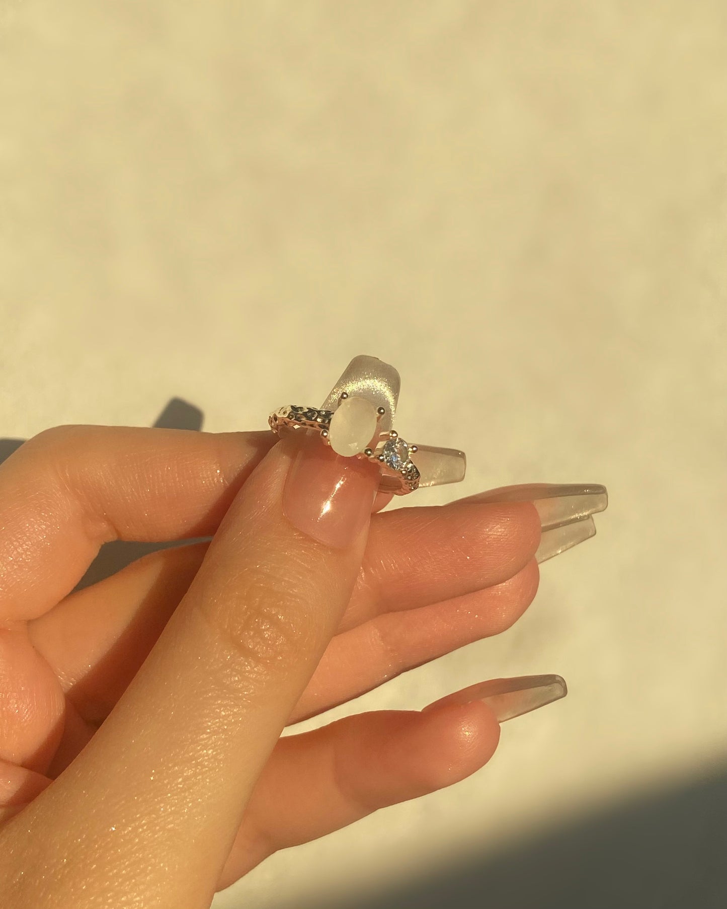 Dainty White Moonstone Ring | ☾031