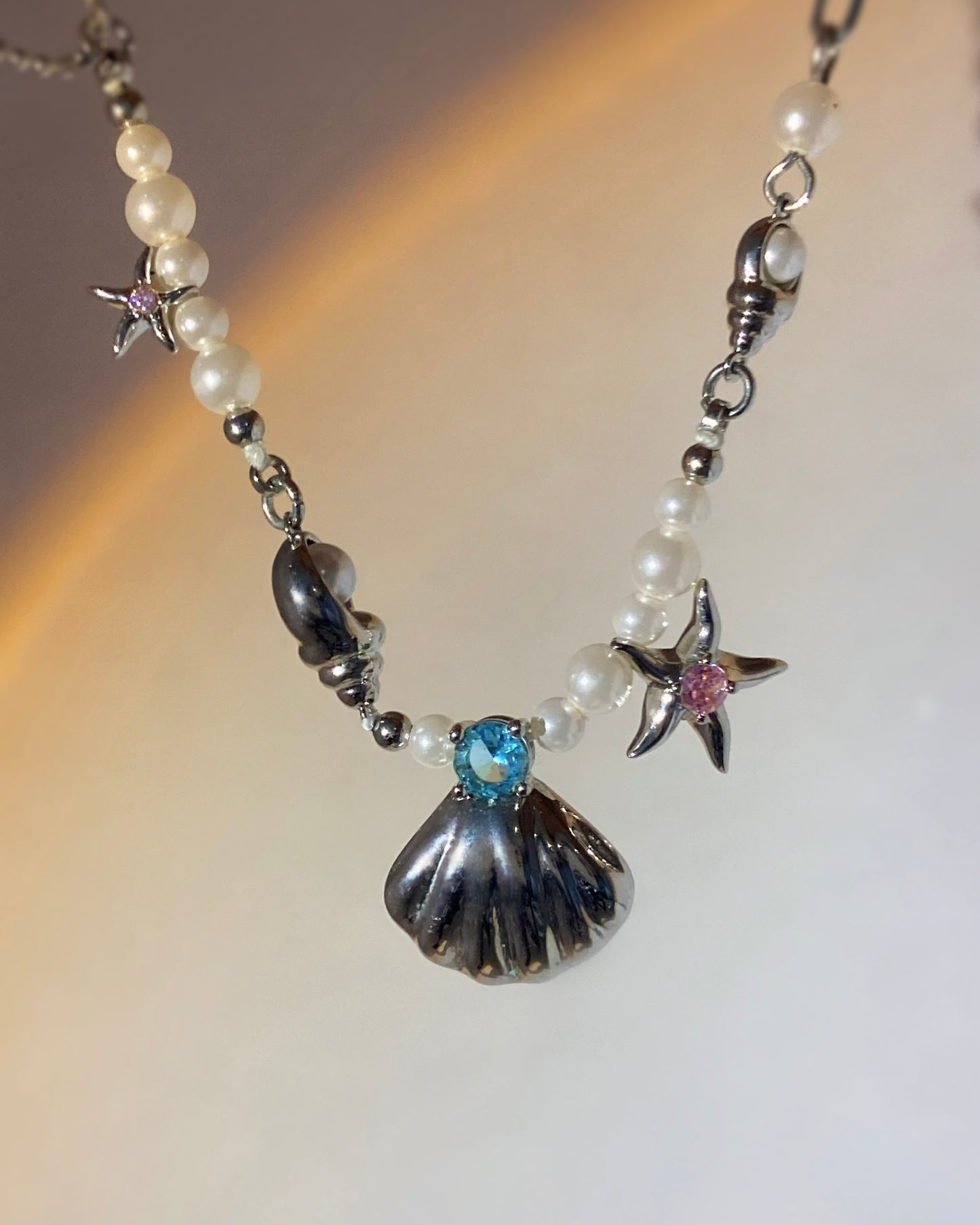 Seashell Starfish & Pearls Necklace | ☾151