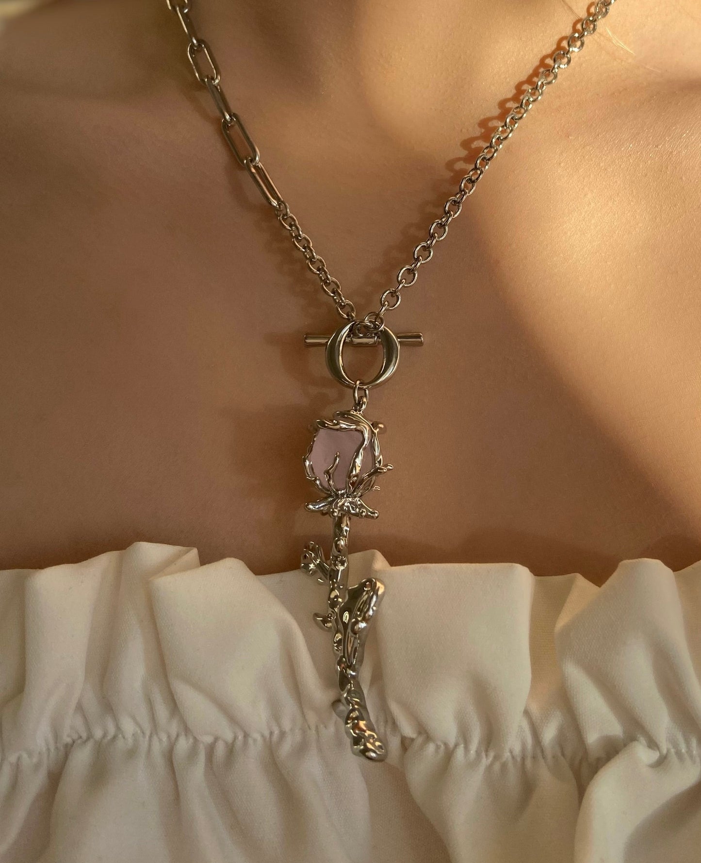 Lavender Rose Pendant Necklace | ☾092