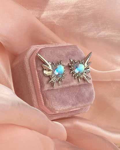 Moonstone Spiky Heart Earrings | ☾208