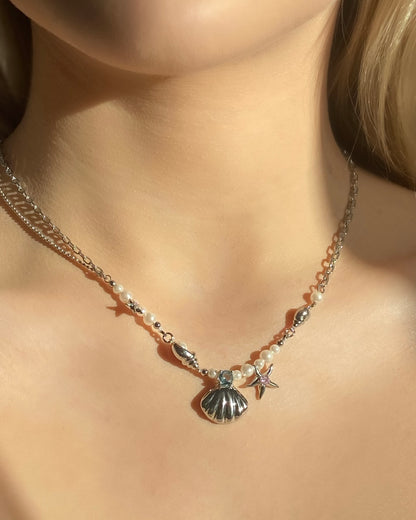 Seashell Starfish & Pearls Necklace | ☾151