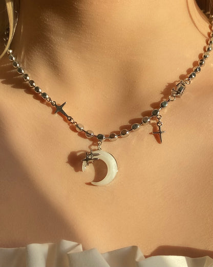 Beaded Moon Necklace | ☾025