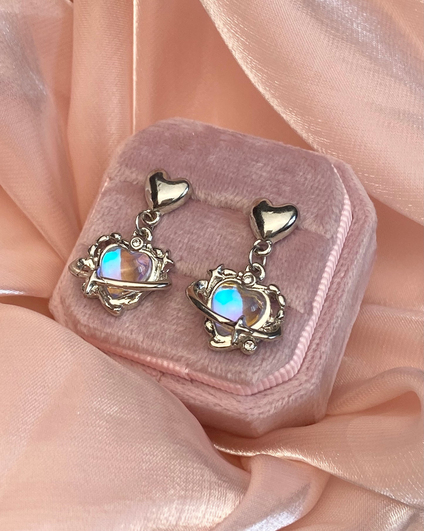 Moonstone Heart Drop Earrings | ☾039