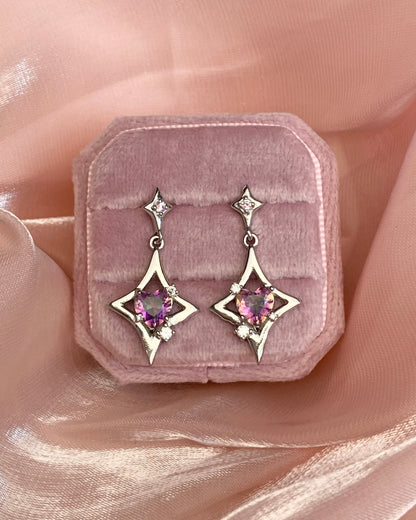 Purple Heart Star Drop Earrings | ☾186